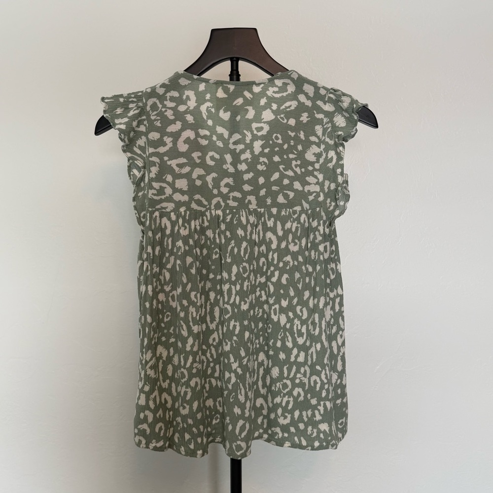 Savanna Jane Embroidered Floral Leopard Print Boho Top Size S - Picture 3 of 9